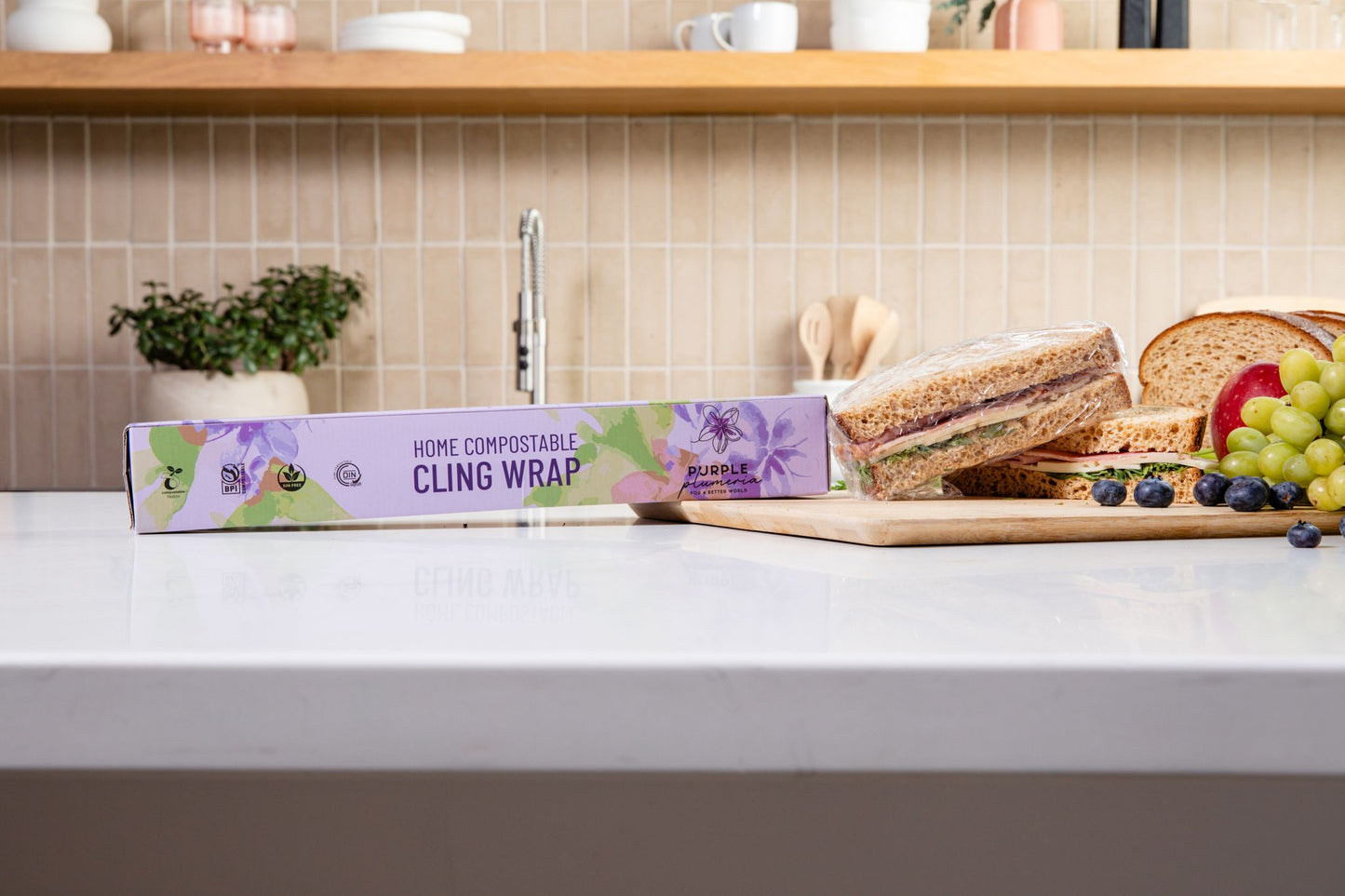Home Compostable Cling Wrap. Keeps Food Fresh & Safe.