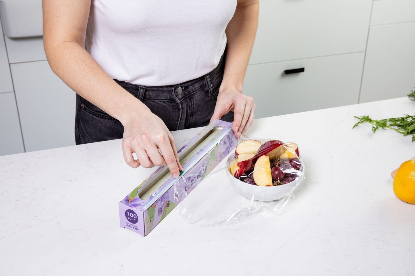 Home Compostable Cling Wrap. Keeps Food Fresh & Safe.