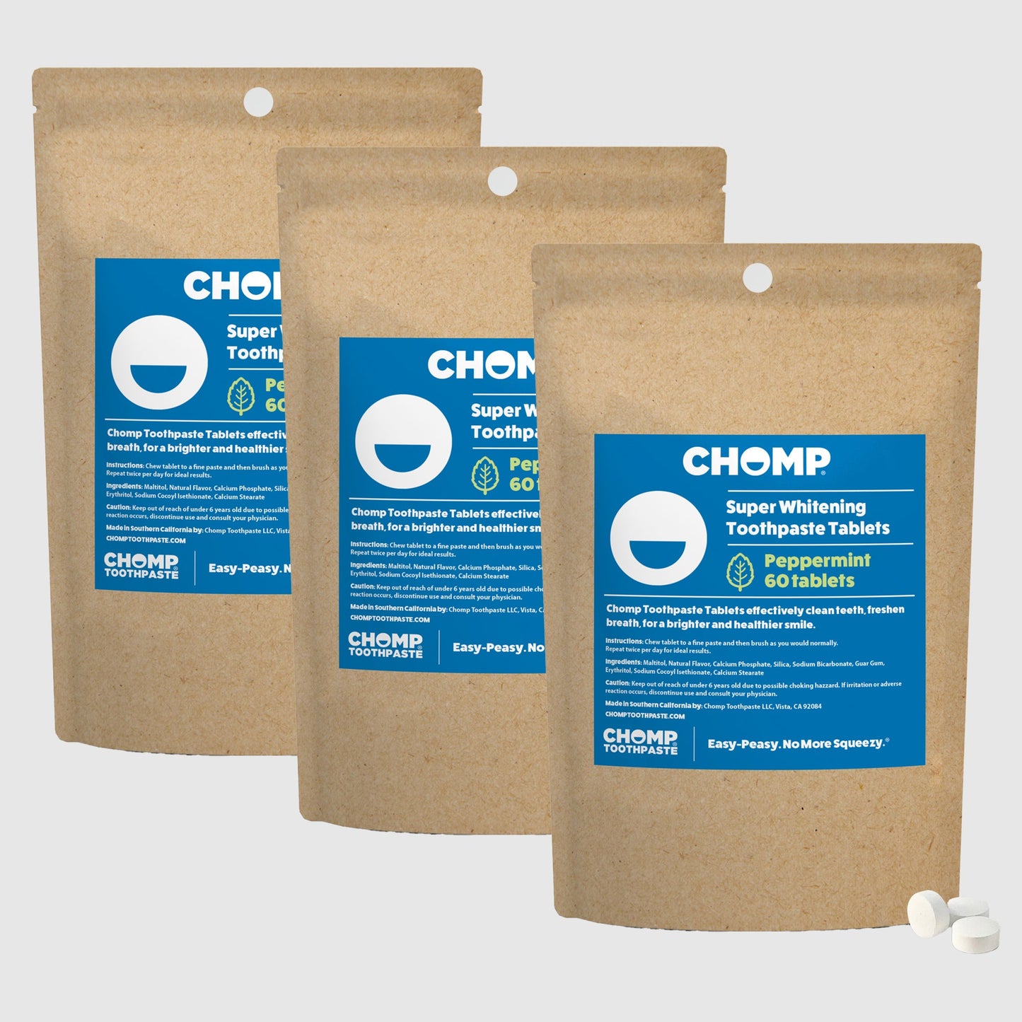CHOMP Super Whitening Peppermint Toothpaste Tablets Refill