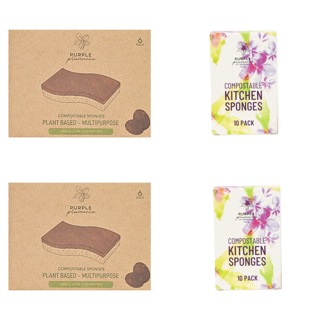 Compostable Dish Sponges: Plastic-Free & Eco-Friendly. Cellulose & Coconut fiber