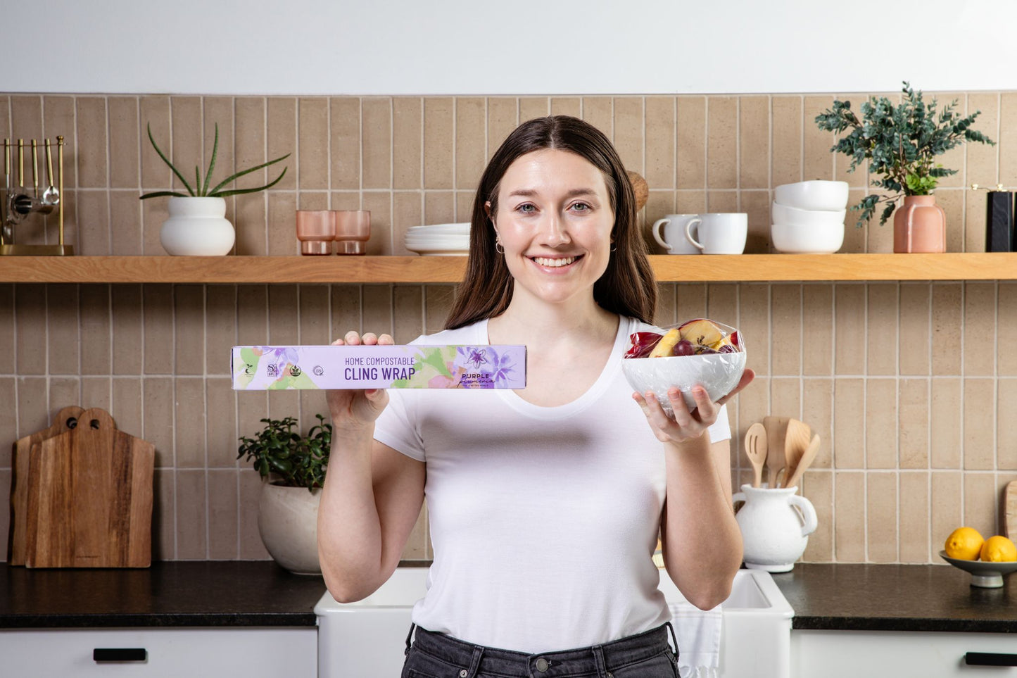 Home Compostable Cling Wrap. Keeps Food Fresh & Safe.