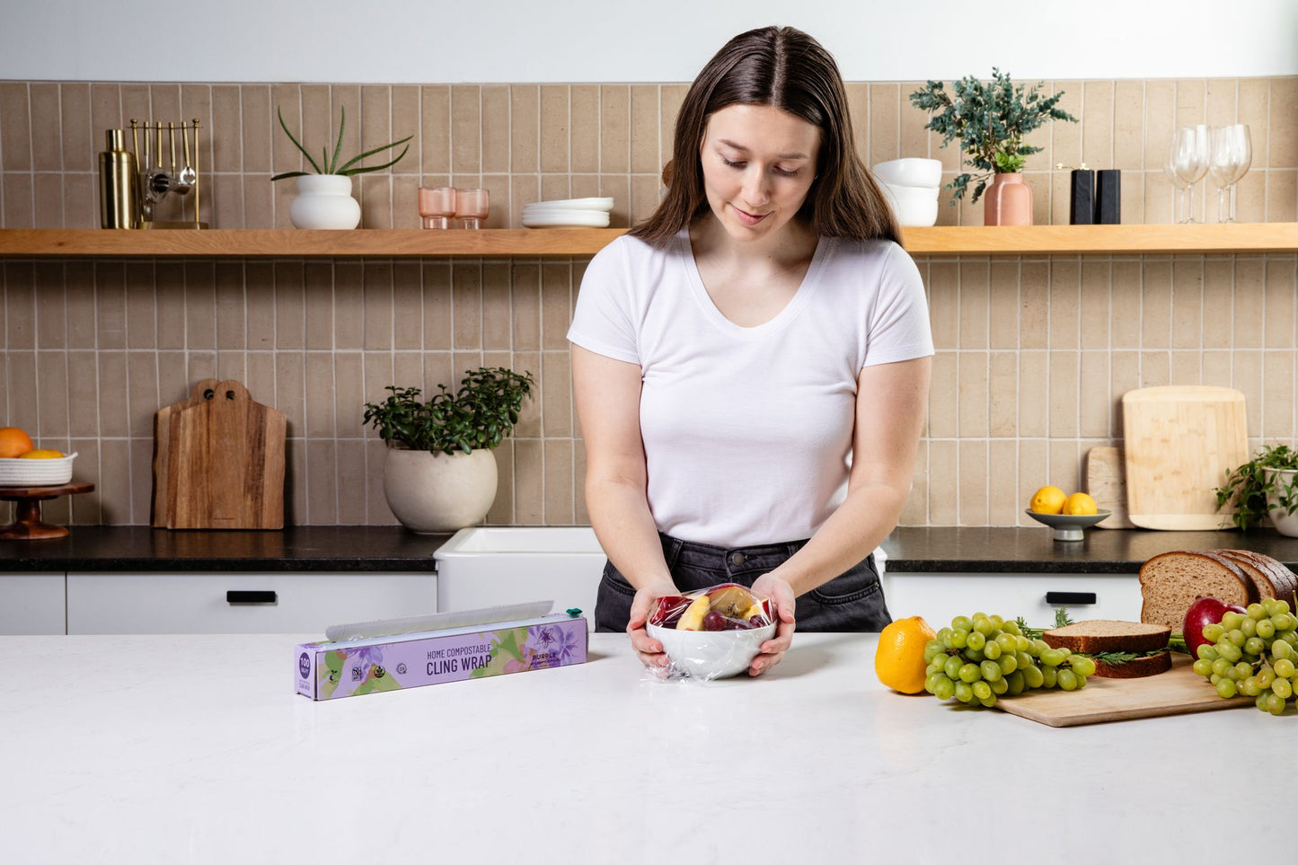Home Compostable Cling Wrap. Keeps Food Fresh & Safe.