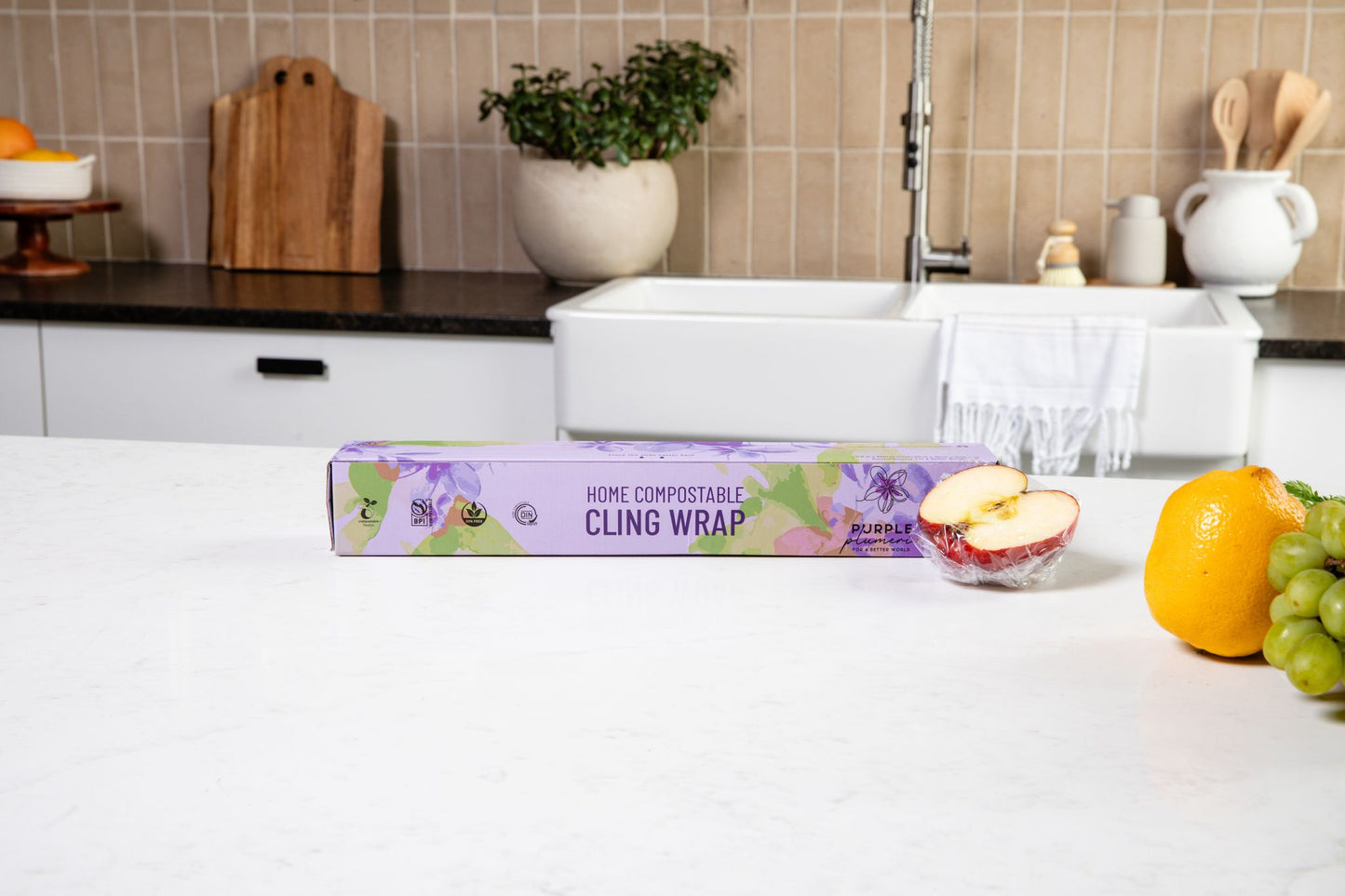 Home Compostable Cling Wrap. Keeps Food Fresh & Safe.