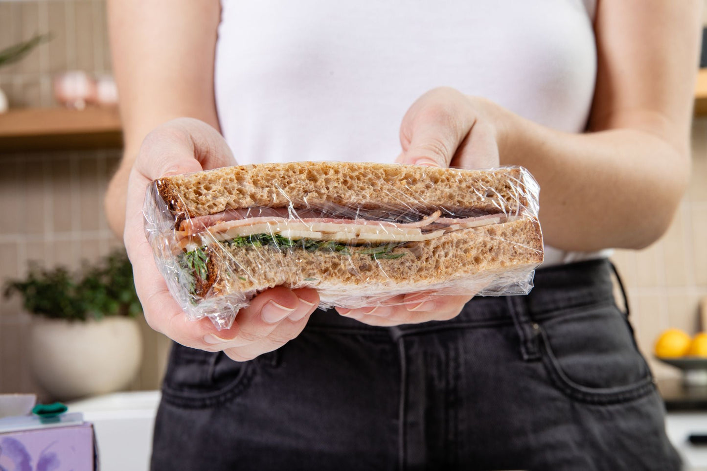 Home Compostable Cling Wrap. Keeps Food Fresh & Safe.