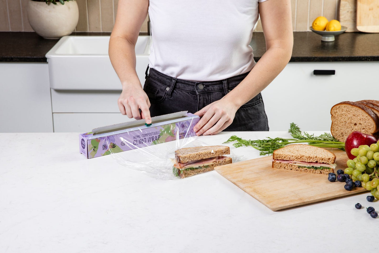 Home Compostable Cling Wrap. Keeps Food Fresh & Safe.
