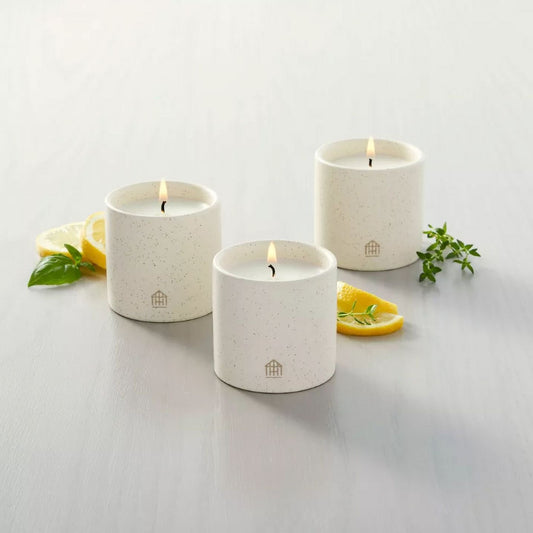 Speckled Ceramic Candle Set - Basil/Lemon/Thyme