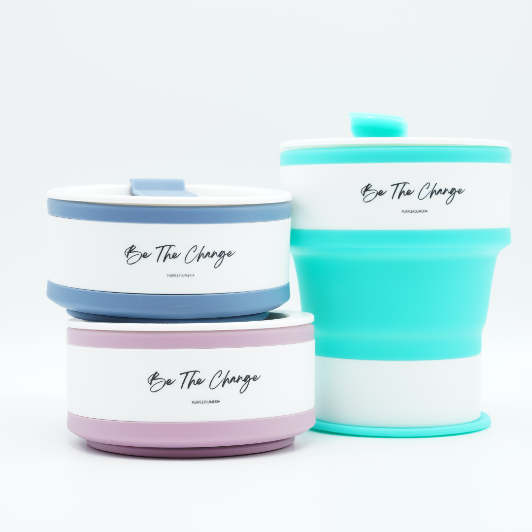 Portable Silicone Cup, Collapsible & Sustainable. Perfect for Travel. Teal, Navy or Mauve