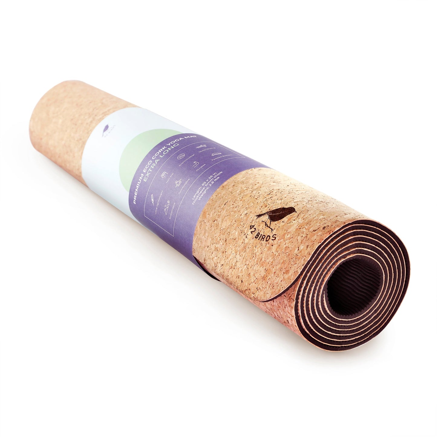Extra Long Cork Lightweight Yoga Mat "The Robin"