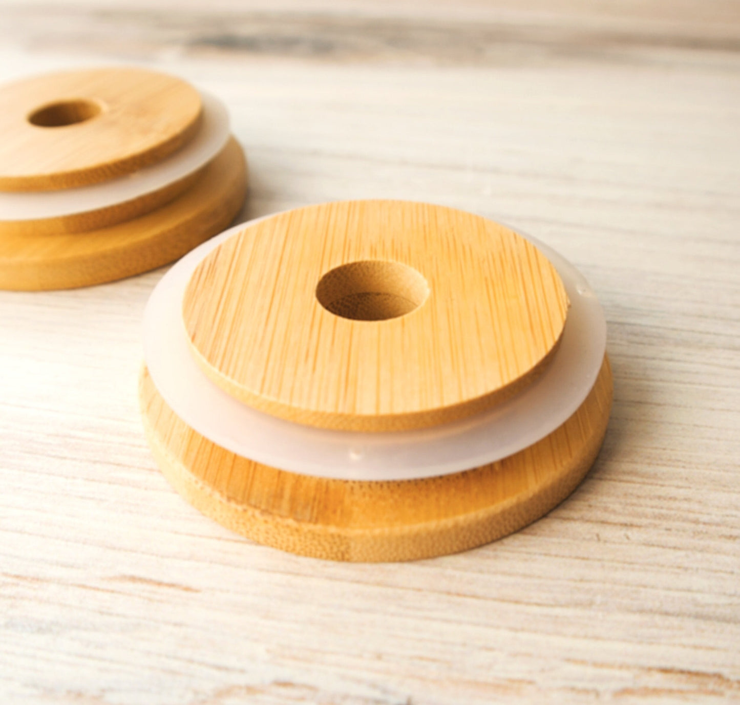 Bamboo Lid w/ Straw Hole