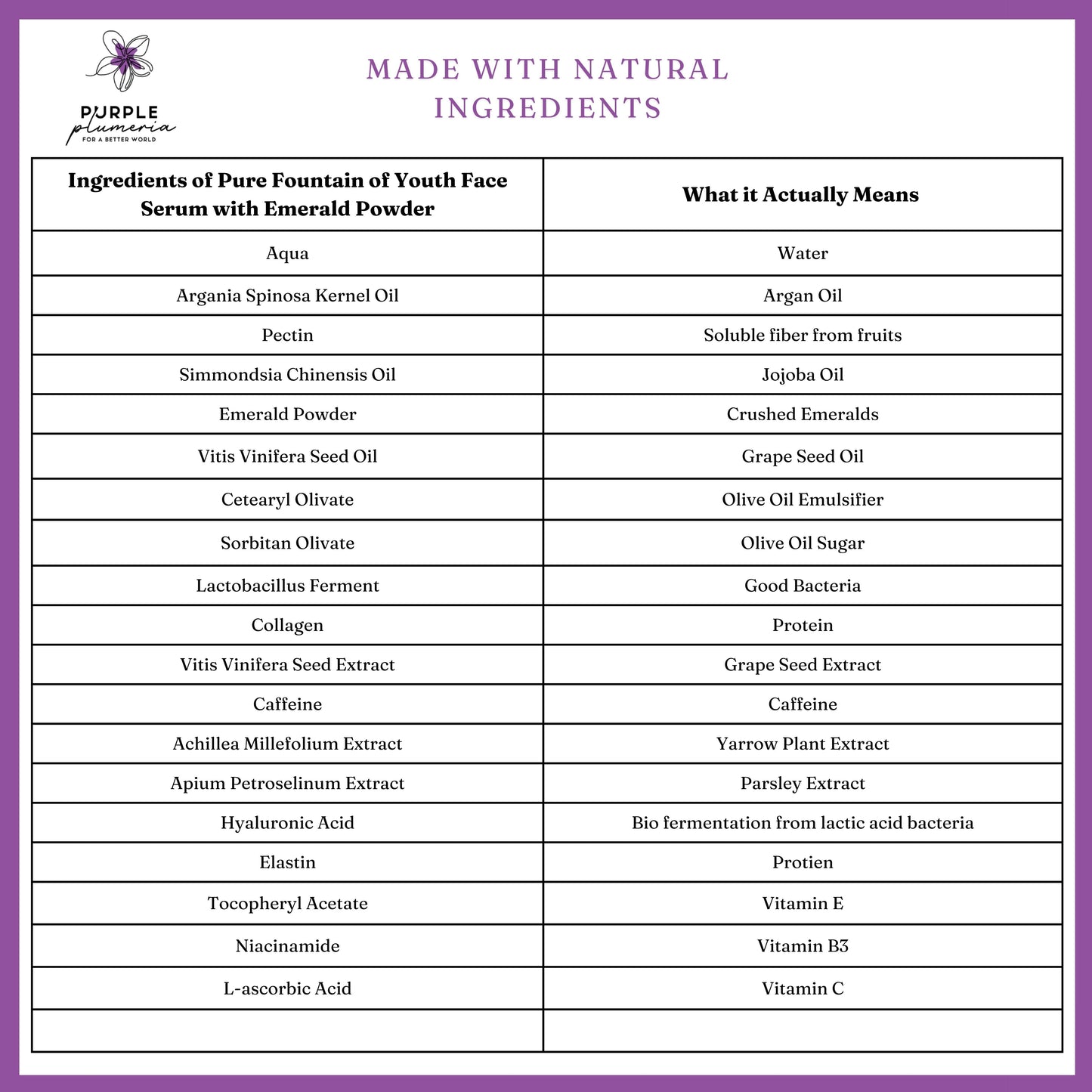 Anti Aging Natural Face Serum with Emerald Powder. Brightening & Smoothing for Mature Skin