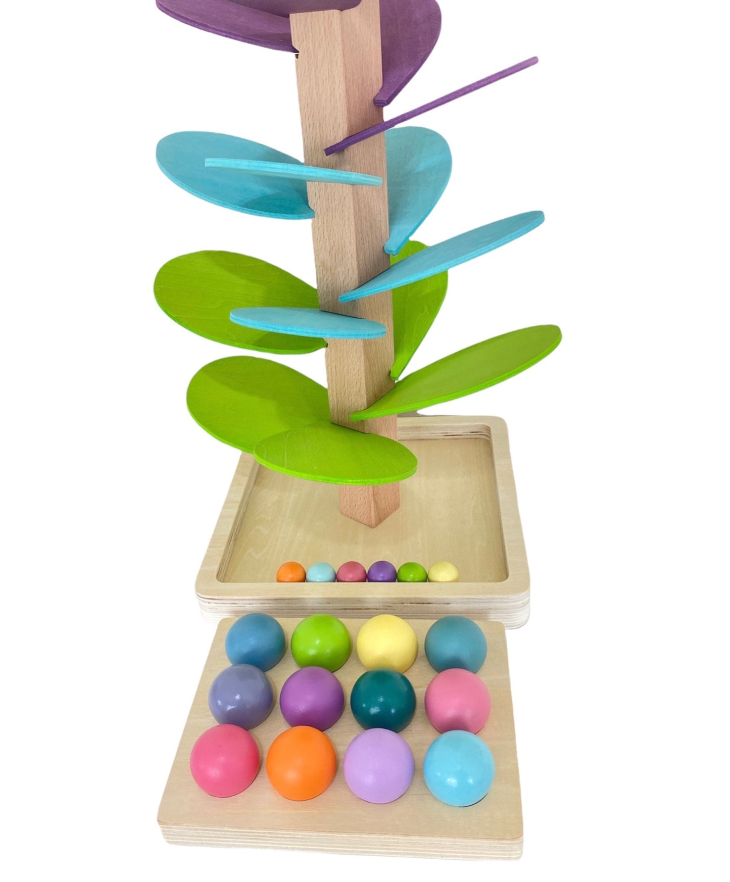 12 Pcs Wooden Balls with Tray in Pastel/Macaron Colors Diameter 1.4 Inches