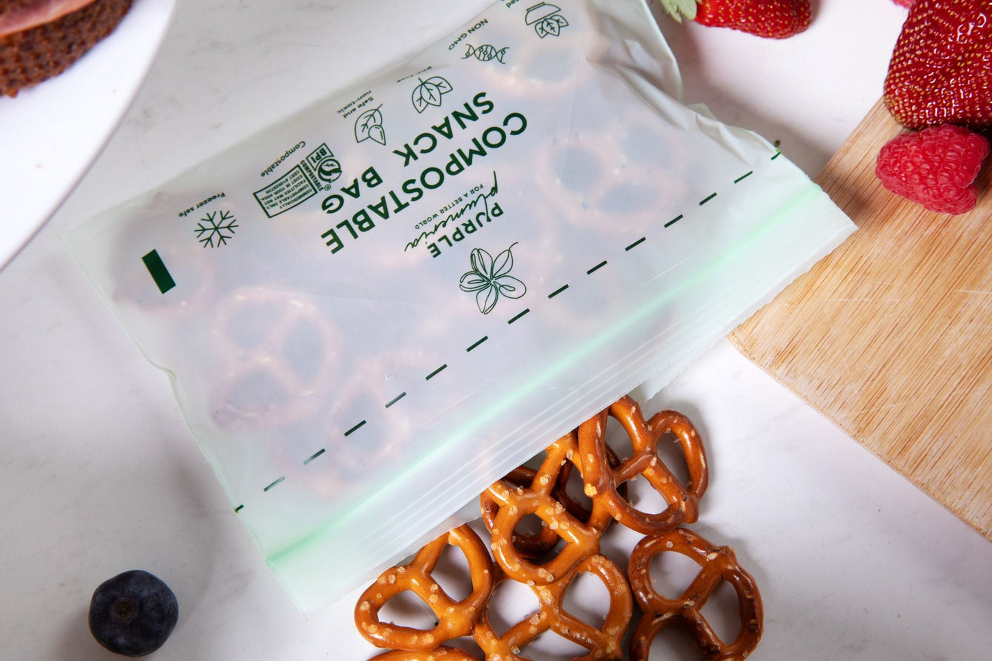 Compostable Resealable Bags. Eco-Friendly & Durable. Snack, Sandwich, Quart & Gallon Sizes