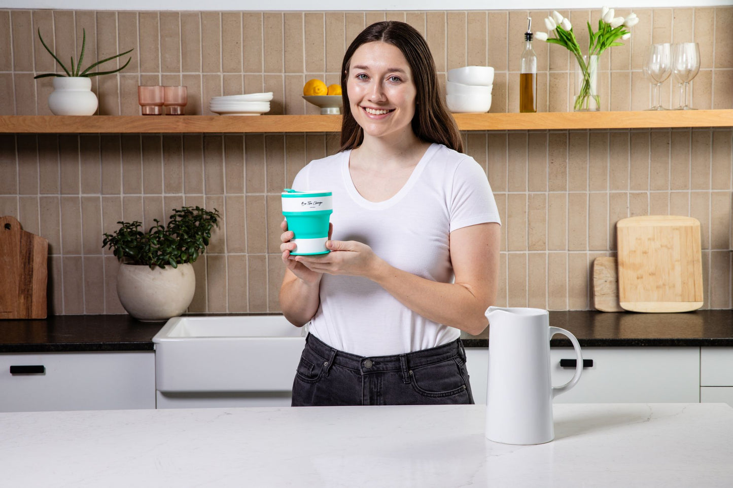 Portable Silicone Cup, Collapsible & Sustainable. Perfect for Travel. Teal, Navy or Mauve