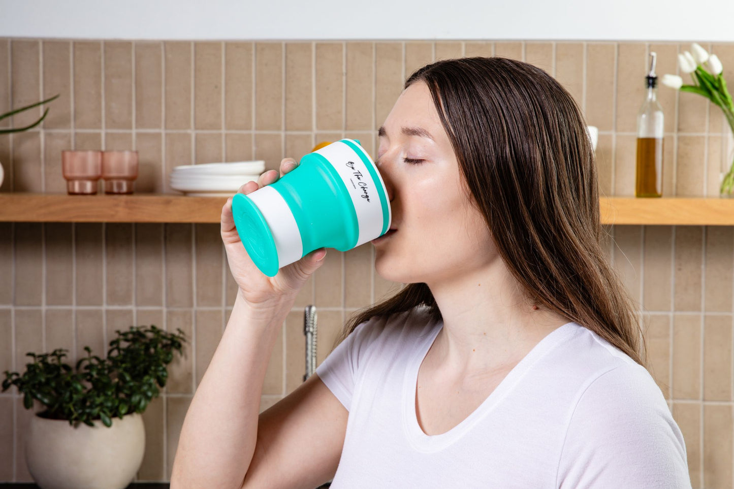 Portable Silicone Cup, Collapsible & Sustainable. Perfect for Travel. Teal, Navy or Mauve