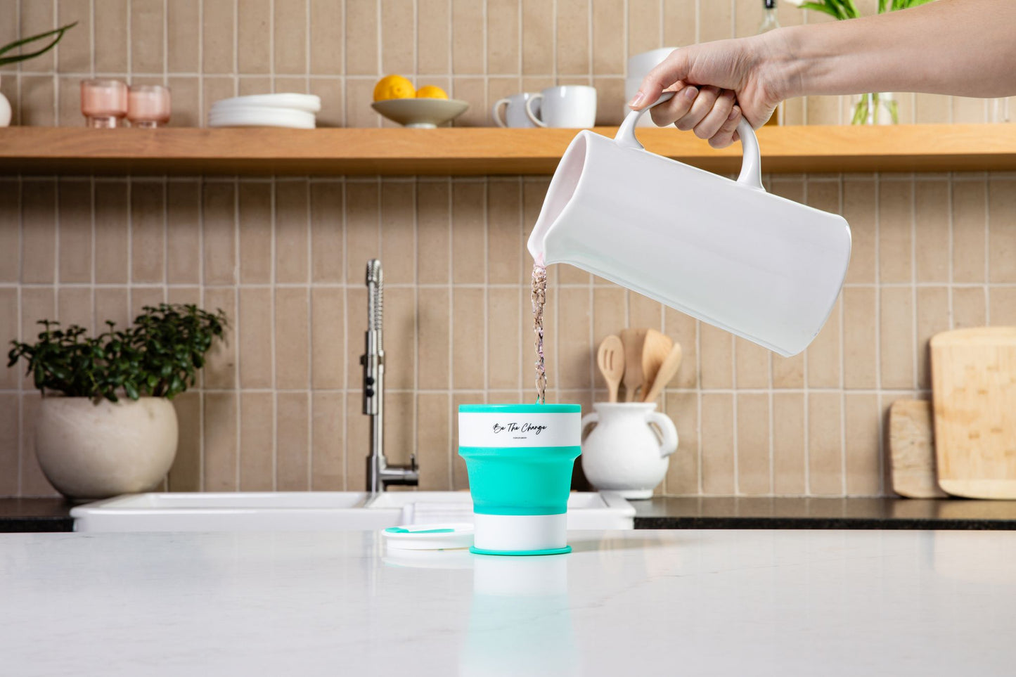 Portable Silicone Cup, Collapsible & Sustainable. Perfect for Travel. Teal, Navy or Mauve