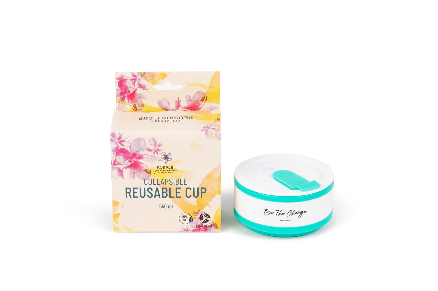 Portable Silicone Cup, Collapsible & Sustainable. Perfect for Travel. Teal, Navy or Mauve