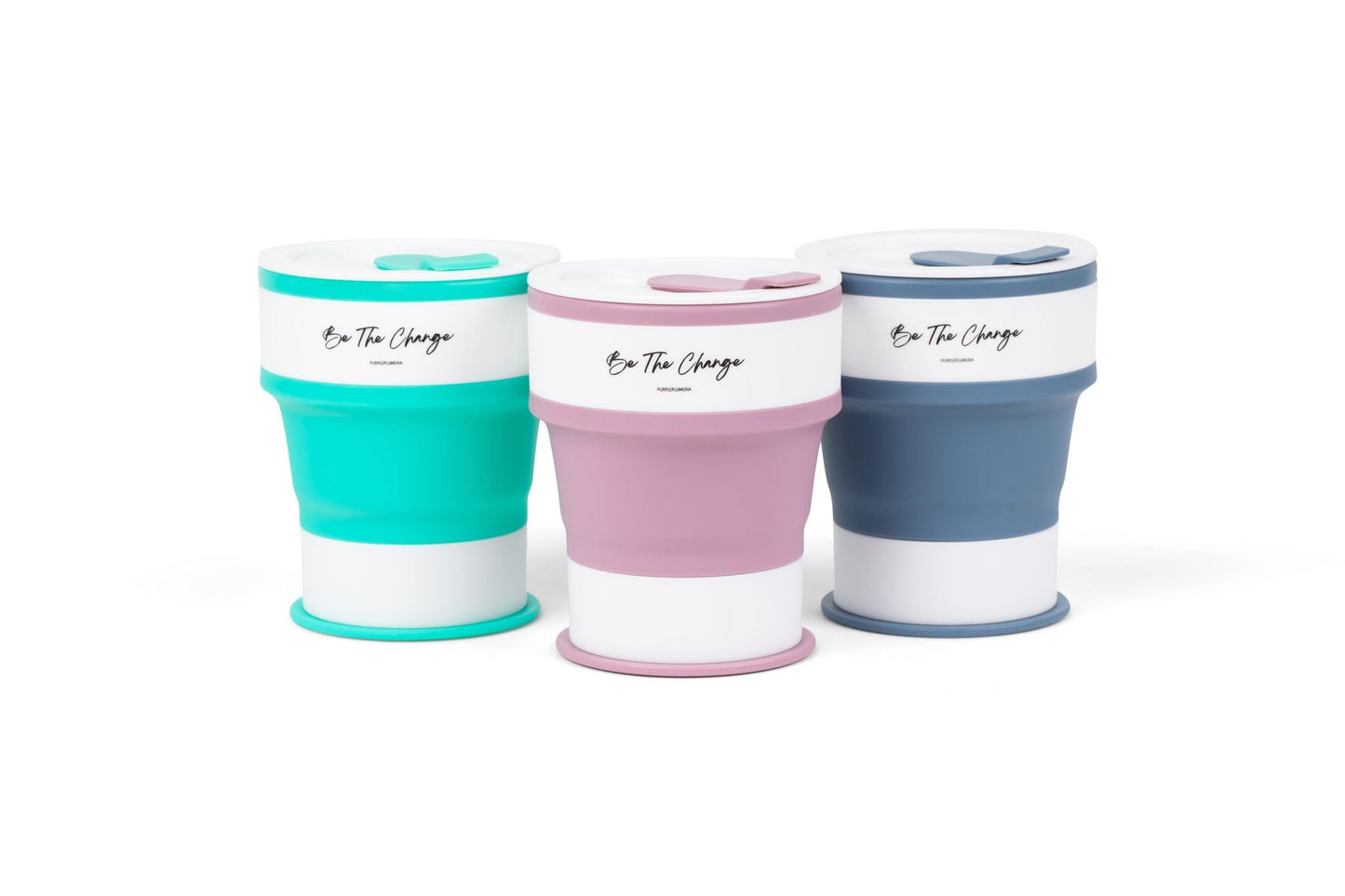 Portable Silicone Cup, Collapsible & Sustainable. Perfect for Travel. Teal, Navy or Mauve