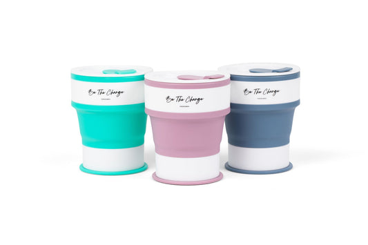 Portable Silicone Cup, Collapsible & Sustainable. Perfect for Travel. Teal, Navy or Mauve
